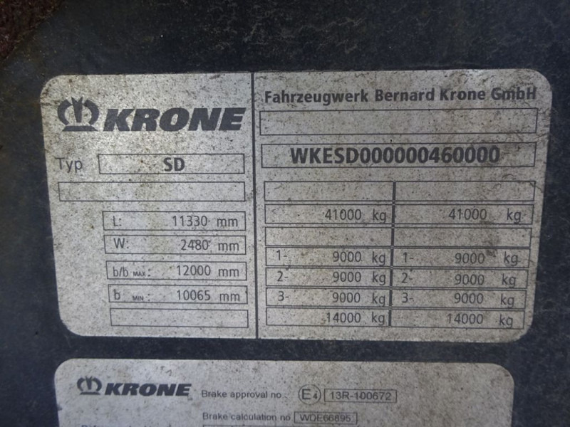 Leasing de Krone SD Chassis / ADR / 2x Extendable / MB + Disc / 2x Lift Axle Krone SD Chassis / ADR / 2x Extendable / MB + Disc / 2x Lift Axle: foto 9