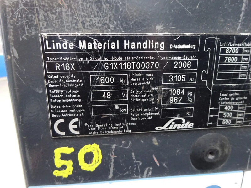 Retráctil Linde R16X / 1600 kg / Reachtruck / Only for parts!: foto 11