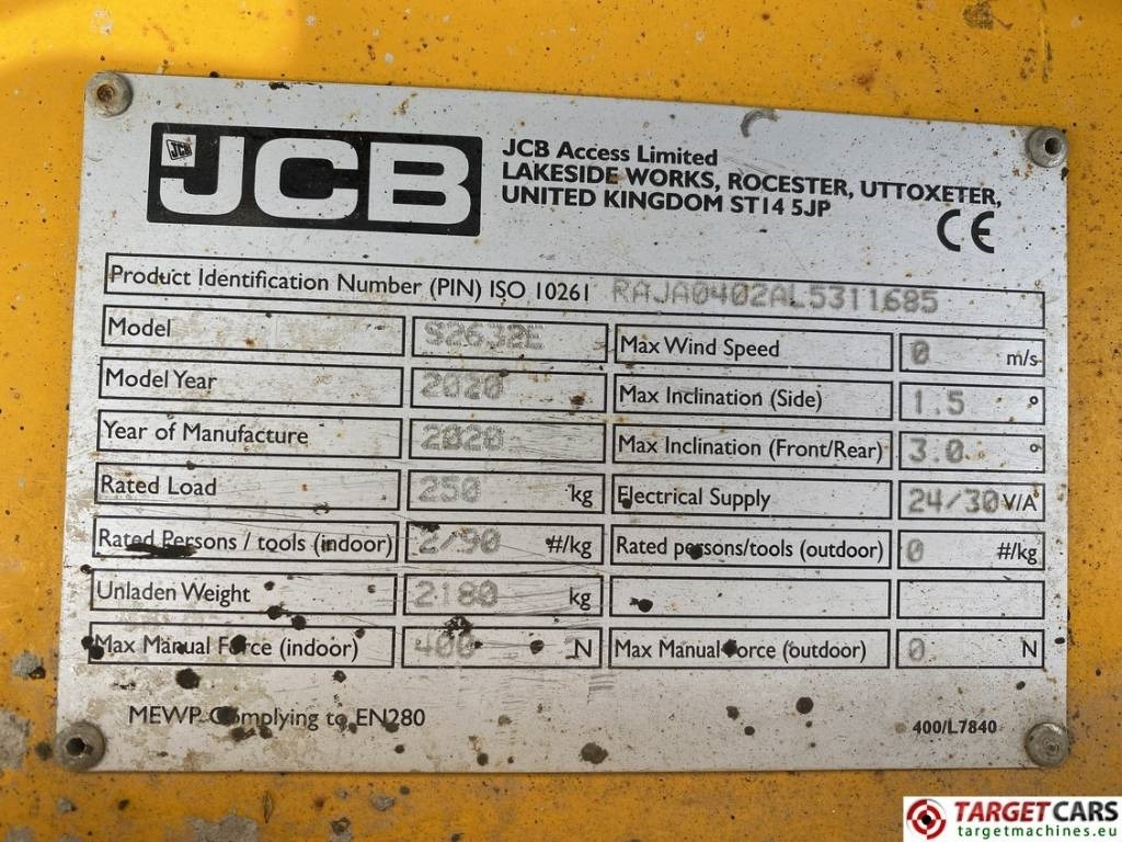 Plataforma de tijeras JCB S2632E Electric Scissor Work Lift 1010cm: foto 10