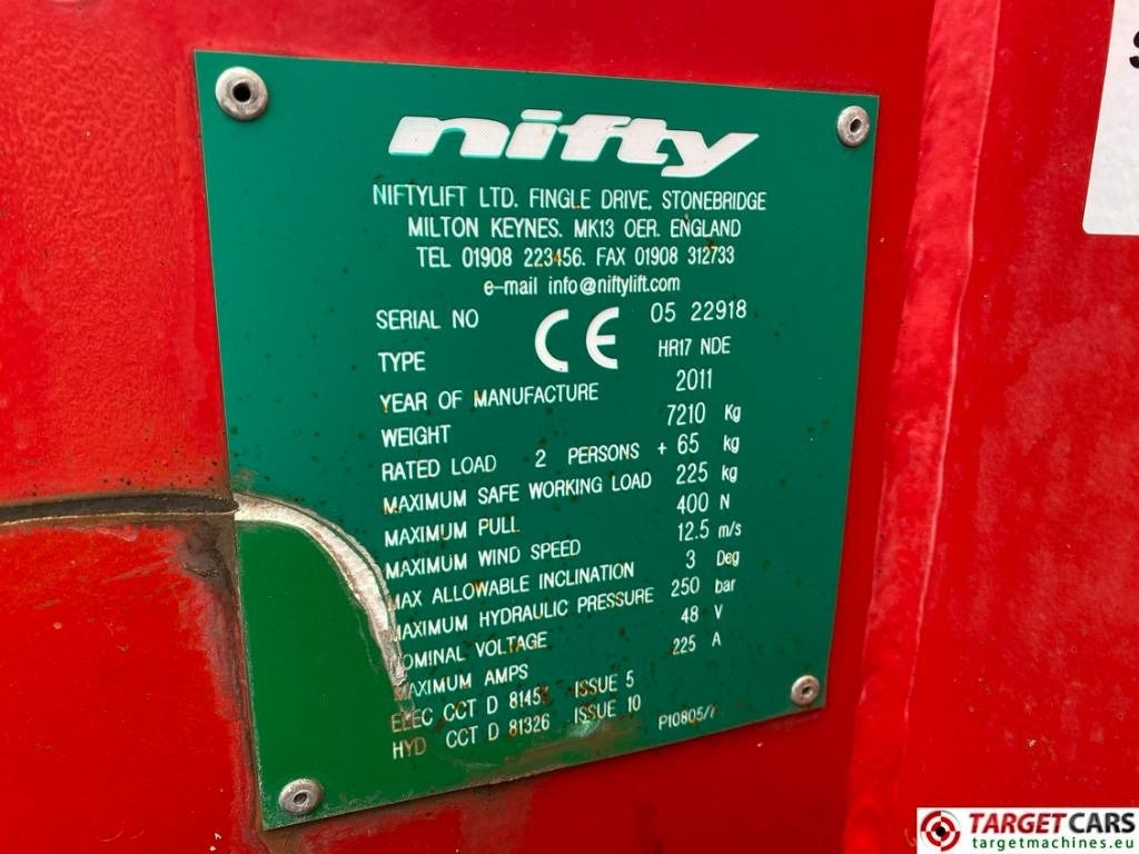 Plataforma articulada Niftylift HR17NDE HyBrid Articulated Boom Work Lift 1700cm: foto 10 Plataforma articulada Niftylift HR17NDE HyBrid Articulated Boom Work Lift 1700cm: foto 10