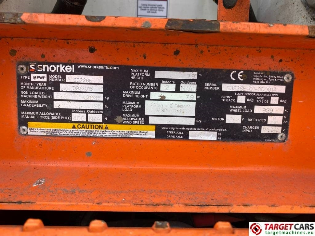 Plataforma de tijeras Snorkel S3226E Electric Scissor Work Lift 990cm: foto 10 Plataforma de tijeras Snorkel S3226E Electric Scissor Work Lift 990cm: foto 10