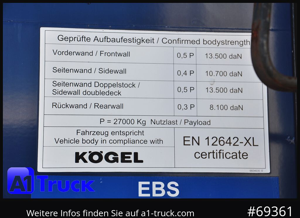 Semirremolque lona KOEGEL S24-1 Mega, 1 Vorbesitzer, Code XL: foto 9