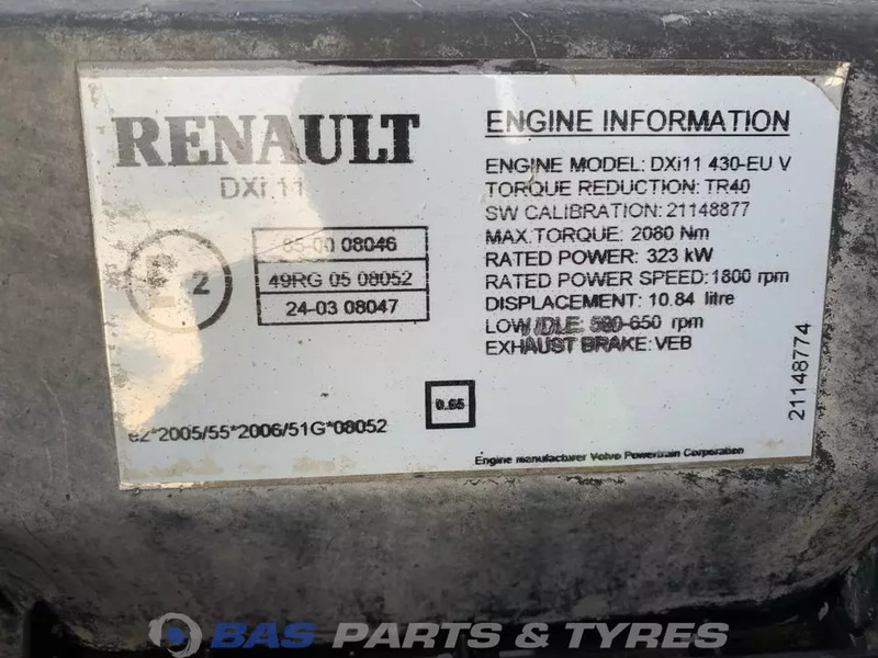 Renault Premium Euro 4-5 Motor Renault DXi11 430 7422083486 - Motor para Camión: foto 5 Renault Premium Euro 4-5 Motor Renault DXi11 430 7422083486 - Motor para Camión: foto 5