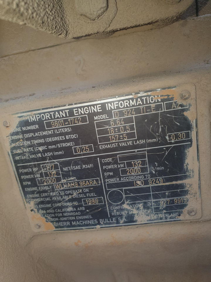 Motor Liebherr D924 Tie (132 kw)  - Motor para Maquinaria de construcción: foto 3 Motor Liebherr D924 Tie (132 kw)  - Motor para Maquinaria de construcción: foto 3