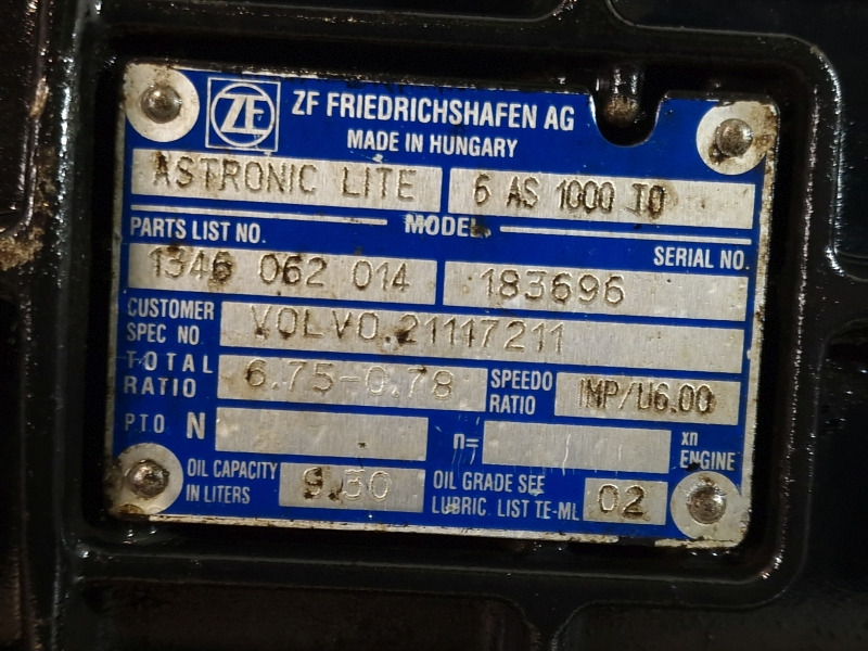 Caja de cambios ZF 6AS1000TO Volvo Spec Gearbox: foto 9