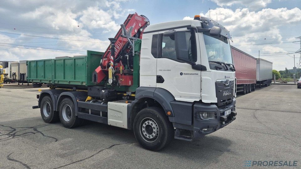 MAN TGS 480 6x4 EURO 6 / EVERLIFT kontejner + hydraulická ruka FASSI F255A.2.26 - Camión caja abierta, Camión grúa: foto 1 MAN TGS 480 6x4 EURO 6 / EVERLIFT kontejner + hydraulická ruka FASSI F255A.2.26 - Camión caja abierta, Camión grúa: foto 1