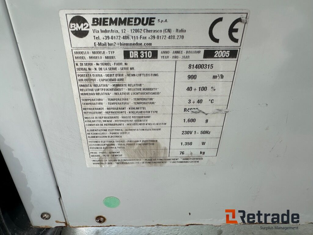 Leasing de Biemmedue DR310 Luftfugter Biemmedue DR310 Luftfugter: foto 7 Leasing de Biemmedue DR310 Luftfugter Biemmedue DR310 Luftfugter: foto 7