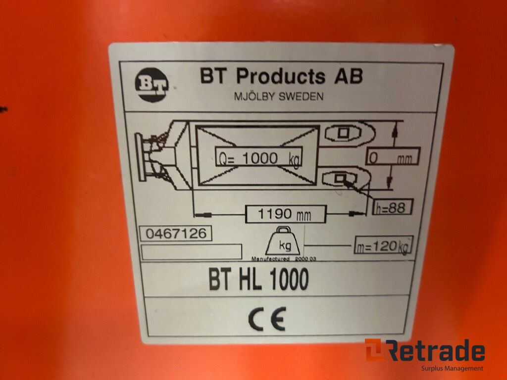 Jekke tralle fra BT HL 1000 - Transpaleta: foto 4 Jekke tralle fra BT HL 1000 - Transpaleta: foto 4