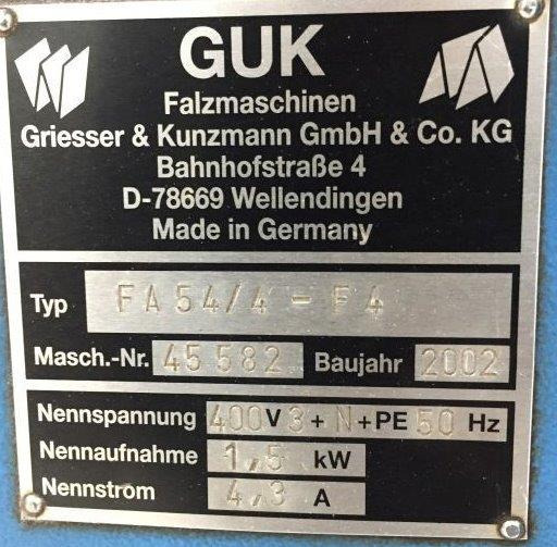 Buckle plate folder GUK FA 54-4-F-TH with stream delivery S-520 for prefold products - Plegadora de papel: foto 4 Buckle plate folder GUK FA 54-4-F-TH with stream delivery S-520 for prefold products - Plegadora de papel: foto 4