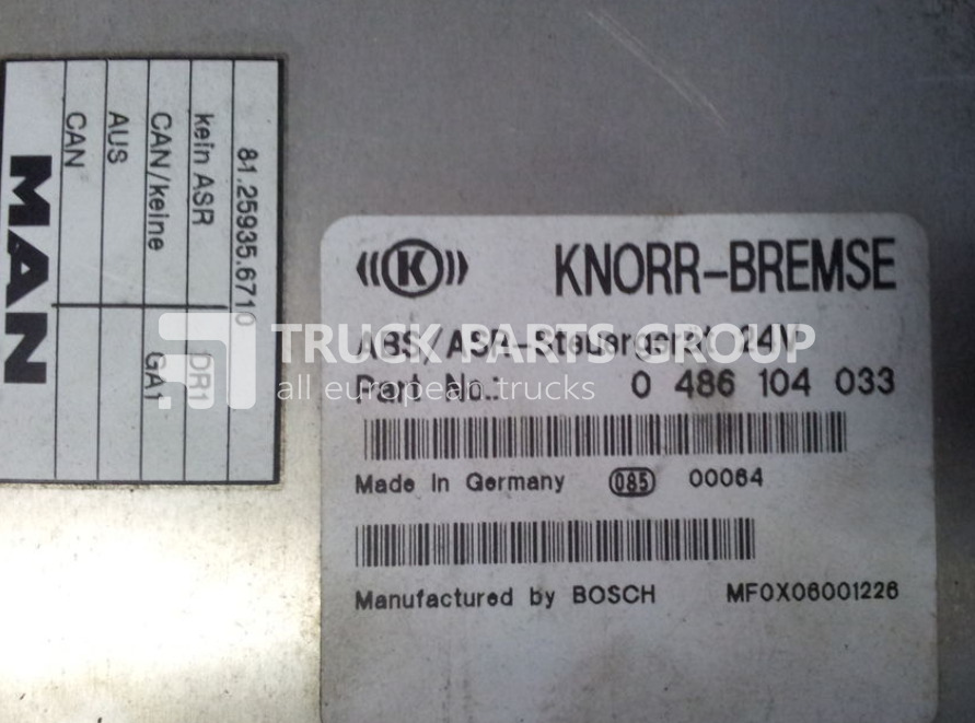 MAN L2000, ASR - CI12 EBS, ABS control unit, 81259356710, 0486104033 control unit - Unidad de control para Camión: foto 2 MAN L2000, ASR - CI12 EBS, ABS control unit, 81259356710, 0486104033 control unit - Unidad de control para Camión: foto 2