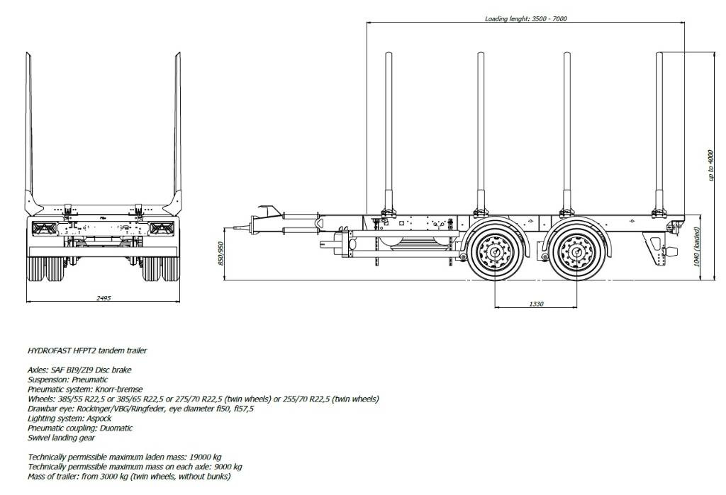 HYDROFAST Tandem log trailer/Tandem-Anhänger/przyczepa leśna tandem - Remolque maderero: foto 5 HYDROFAST Tandem log trailer/Tandem-Anhänger/przyczepa leśna tandem - Remolque maderero: foto 5