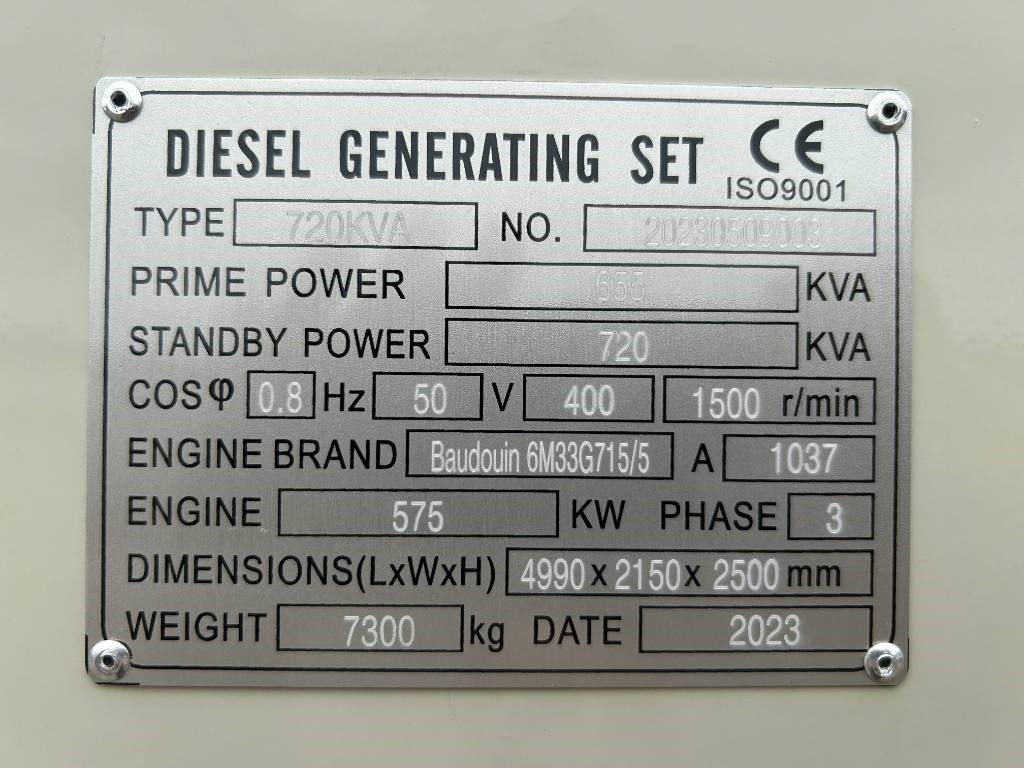 Baudouin 6M33G715/5 - 720 kVA Generator - DPX-19879.1 - Generador industriale: foto 4 Baudouin 6M33G715/5 - 720 kVA Generator - DPX-19879.1 - Generador industriale: foto 4