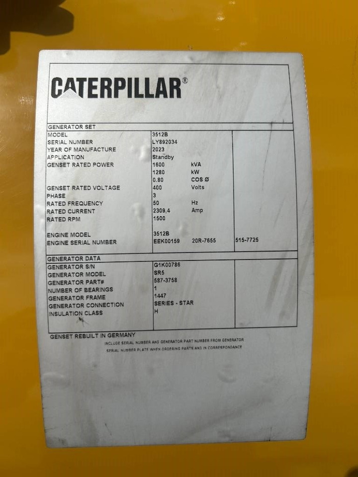 Generador industriale nuevo CAT 3512B - 1.600 kVA Open Generator - DPX-18102: foto 8