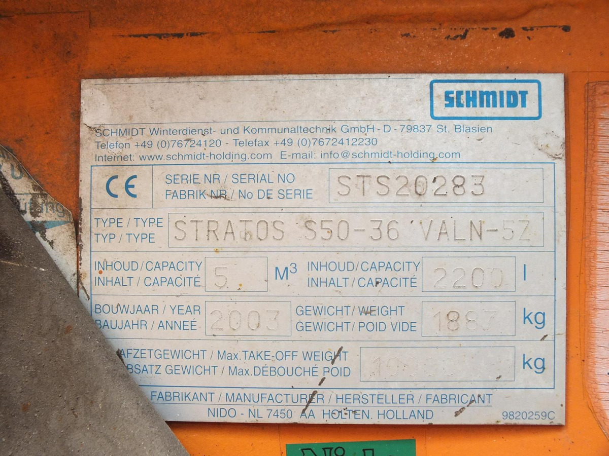 Esparcidor de sal Zabudowa piaskarki – SCHMIDT STRATOS S50-36 – 2003 – 1887kg: foto 11