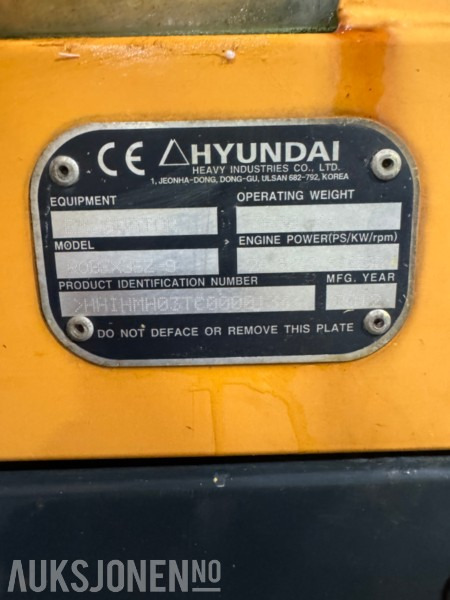 Miniexcavadora 2012 HYUNDAI ROBEX 35Z-9 4,1TONN MINIGRAVER. 2135TIMER NYE BELTER 2024. GRAVESKUFF. PLANERINGSKUFF.: foto 23 Miniexcavadora 2012 HYUNDAI ROBEX 35Z-9 4,1TONN MINIGRAVER. 2135TIMER NYE BELTER 2024. GRAVESKUFF. PLANERINGSKUFF.: foto 23