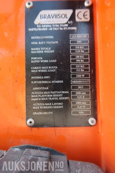 2013 Bravisol LUI MINI HD lift / 114 timer - Plataforma elevadora: foto 4 2013 Bravisol LUI MINI HD lift / 114 timer - Plataforma elevadora: foto 4
