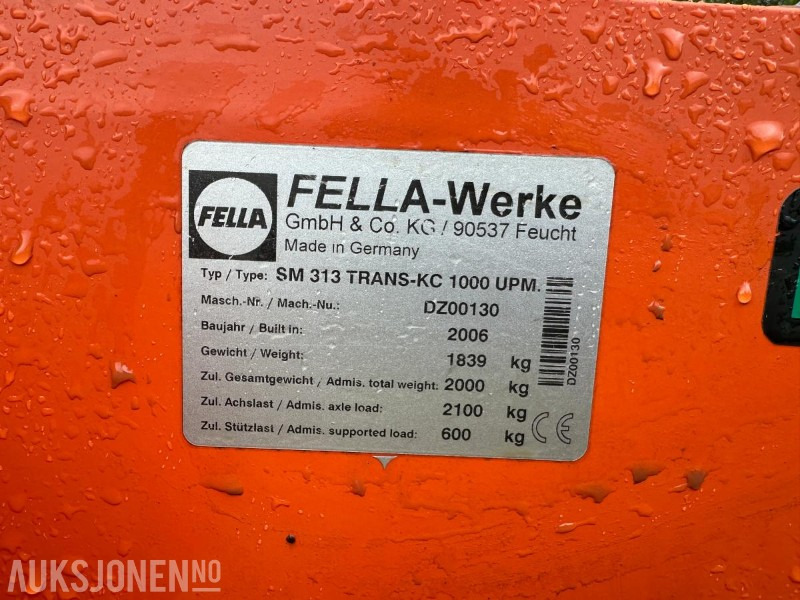 2006 FELLA-Werke SM313TRANS-KC 1000UPM - SLÅMASKIN - Maquinaria agrícola: foto 2 2006 FELLA-Werke SM313TRANS-KC 1000UPM - SLÅMASKIN - Maquinaria agrícola: foto 2