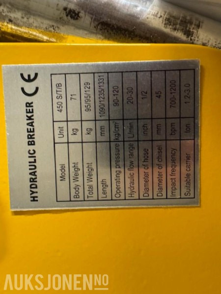NY HENIMA 450 PIGGHAMMER TIL 1,2-3 TONNS GRAVEMASKIN S30 M/GARANTI - Martillo hidráulico: foto 5 NY HENIMA 450 PIGGHAMMER TIL 1,2-3 TONNS GRAVEMASKIN S30 M/GARANTI - Martillo hidráulico: foto 5