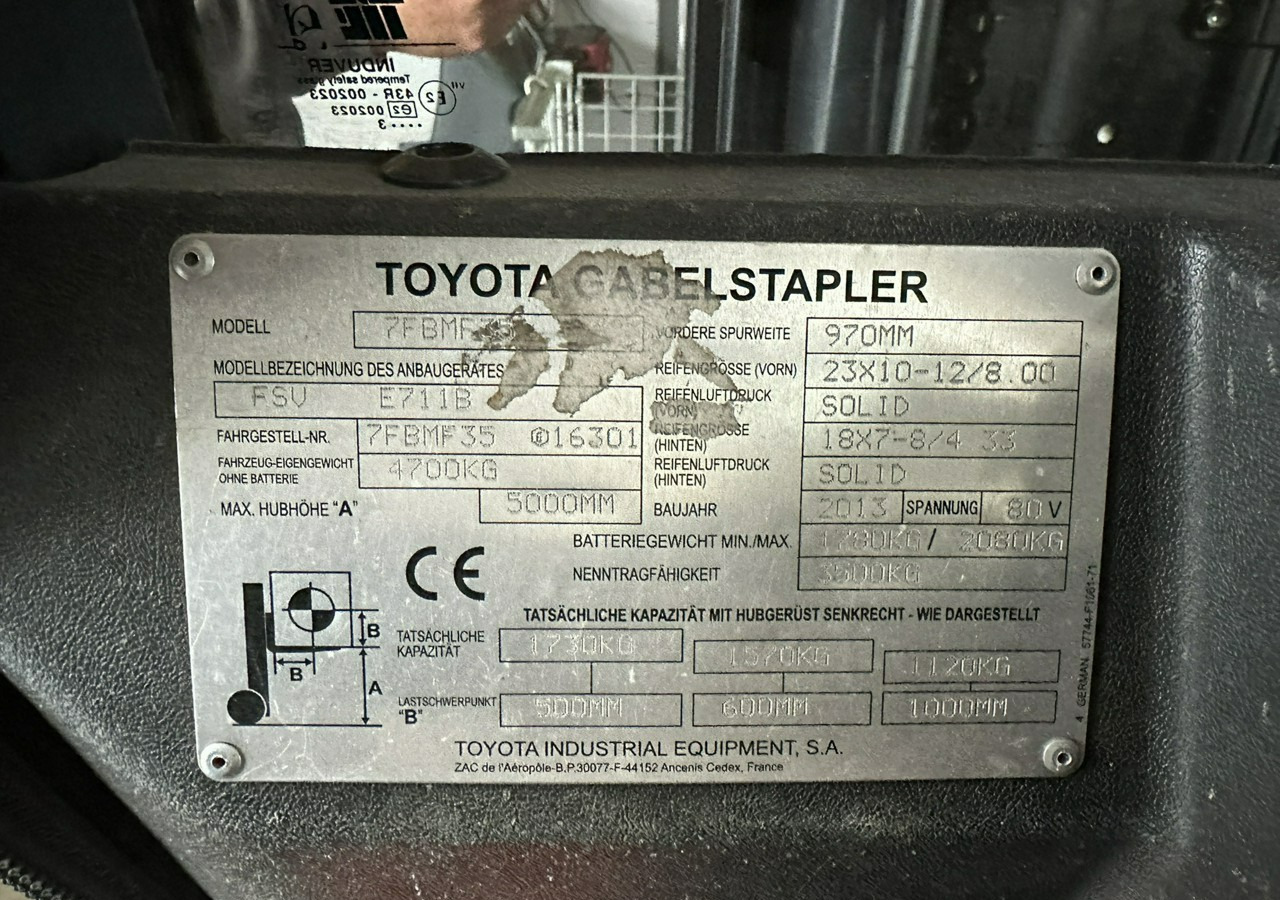 Carretilla elevadora eléctrica Inna Inny Toyota 7FBMF35 GOLD35 Wózek widłowy 2013 elektryczny: foto 11
