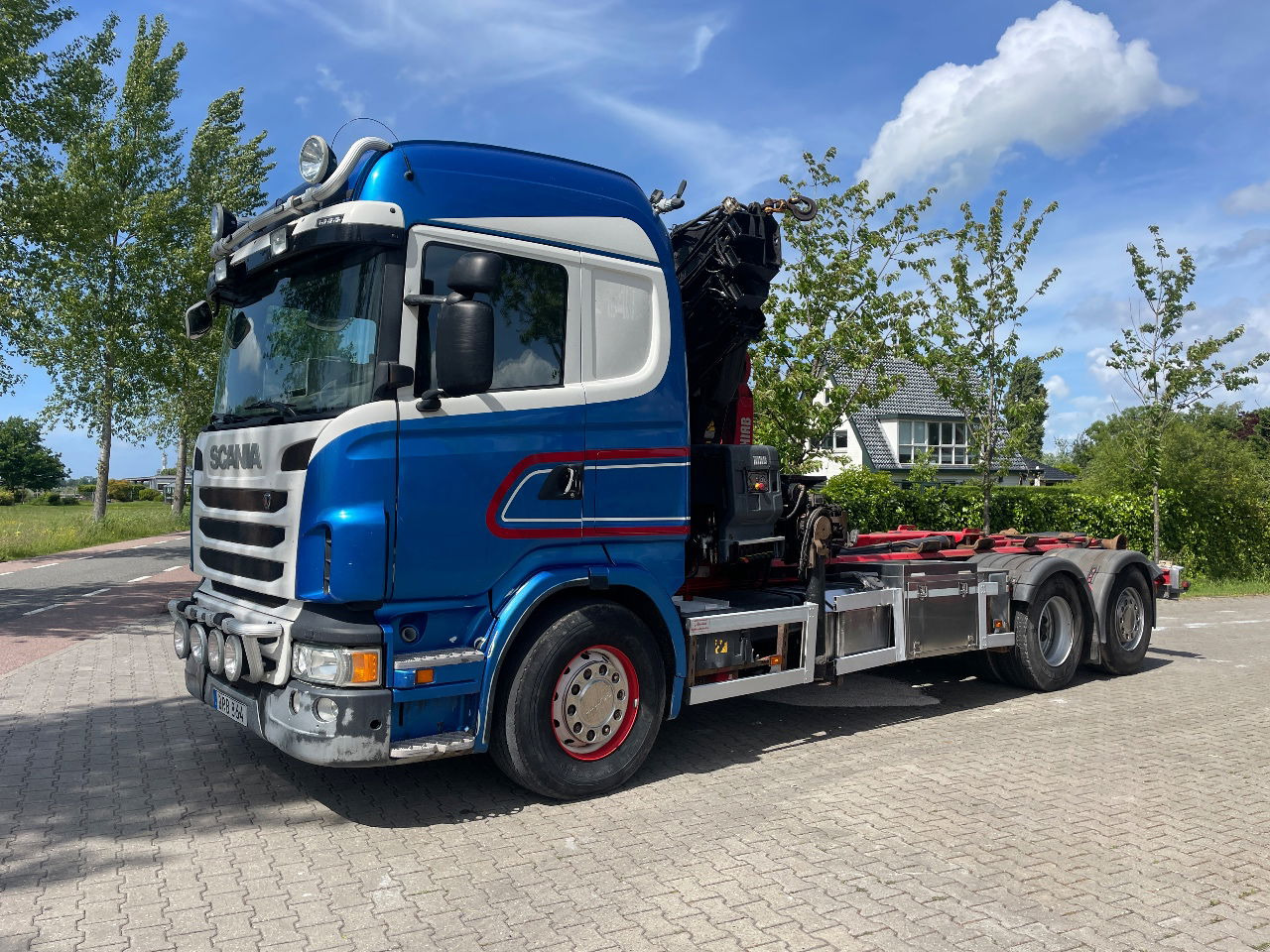 Scania R480 with hiab hookloader and hiab 262 EP5 with remote crane 2019 - Camión portacontenedore/ Intercambiable, Camión grúa: foto 1 Scania R480 with hiab hookloader and hiab 262 EP5 with remote crane 2019 - Camión portacontenedore/ Intercambiable, Camión grúa: foto 1