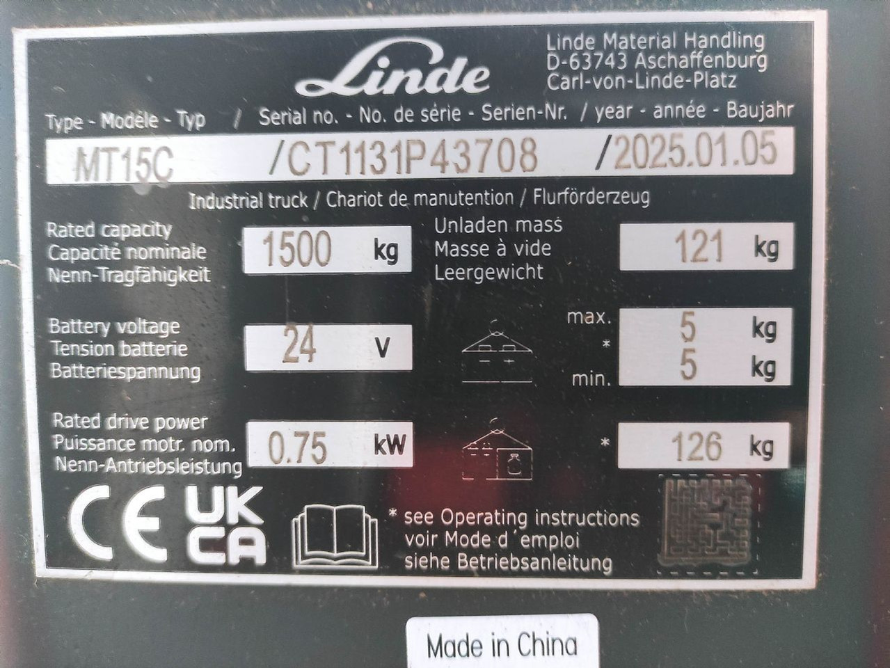 Linde MT15C - Transpaleta: foto 5 Linde MT15C - Transpaleta: foto 5