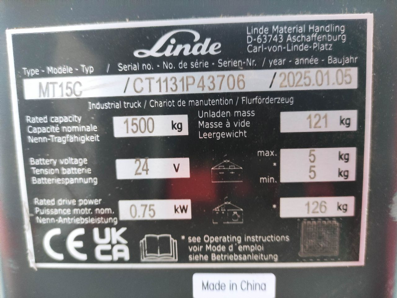 Linde MT15C - Transpaleta: foto 5 Linde MT15C - Transpaleta: foto 5