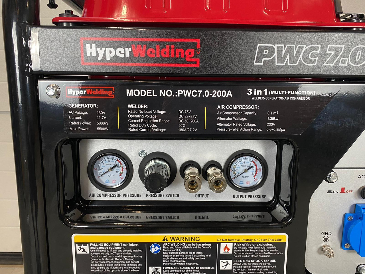 HyperWelding PWC7.0-200A 3 in 1 Multimachine (Generator, Lasapparaat en Luchtcompressor) - Equipo de taller: foto 2 HyperWelding PWC7.0-200A 3 in 1 Multimachine (Generator, Lasapparaat en Luchtcompressor) - Equipo de taller: foto 2