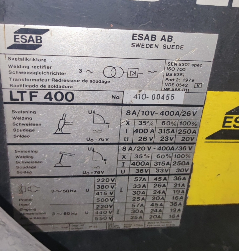ESAB AB LTF 400 - Equipo de soldadura: foto 3 ESAB AB LTF 400 - Equipo de soldadura: foto 3