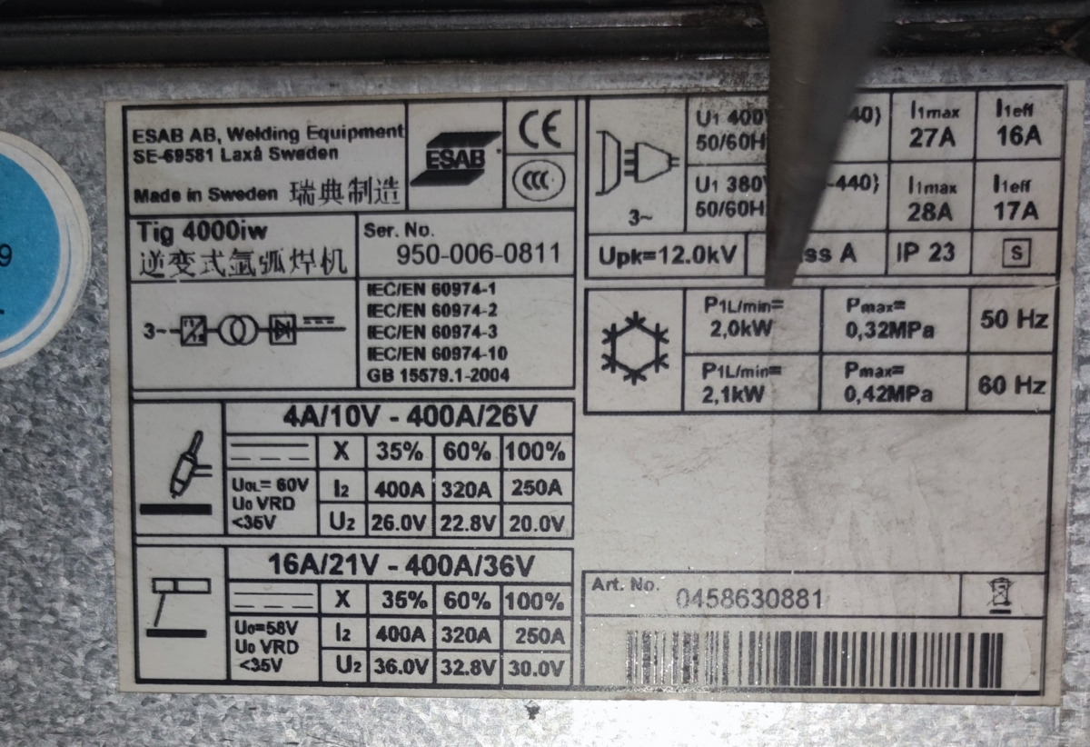 ESAB AB Tig 400iw - Equipo de soldadura: foto 4 ESAB AB Tig 400iw - Equipo de soldadura: foto 4