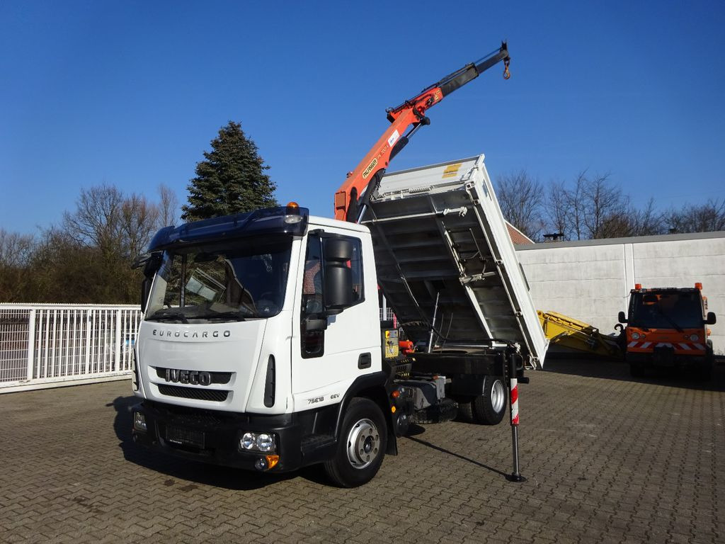 Iveco ML75E18K MEILLER 3Skipper mit PK 7001 Kran 4x2 - Camión volquete, Camión grúa: foto 1 Iveco ML75E18K MEILLER 3Skipper mit PK 7001 Kran 4x2 - Camión volquete, Camión grúa: foto 1