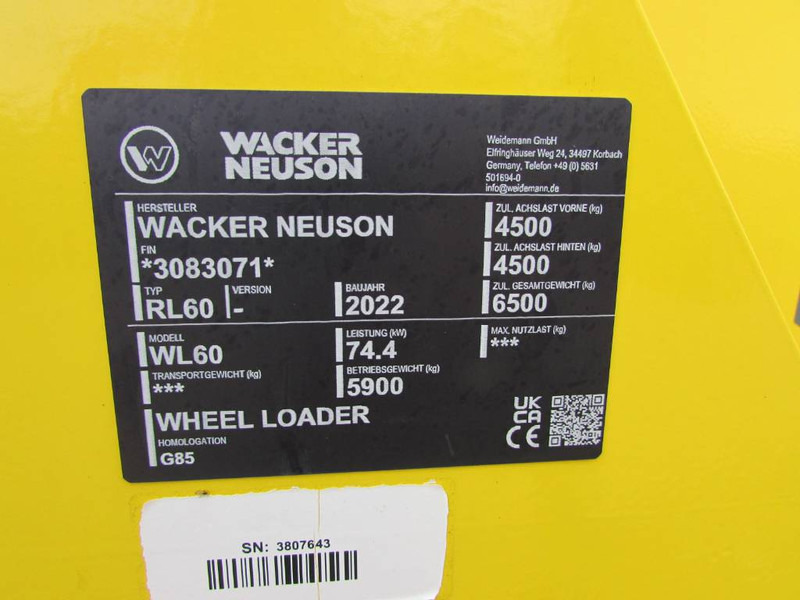 Cargadora de ruedas WACKER NEUSON WL 60 Radlader 48.500 EUR: foto 6