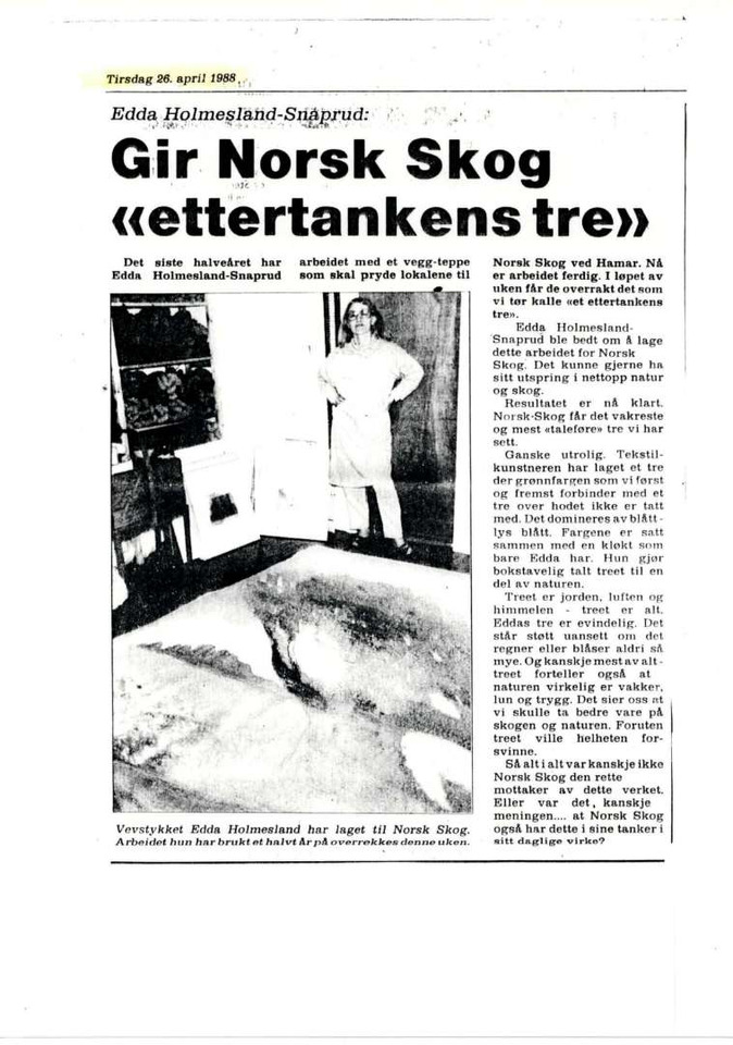 Et ettertankens tre – billedvev av Edda Holmesland Snaprud - Herramienta/ Equipo: foto 5 Et ettertankens tre – billedvev av Edda Holmesland Snaprud - Herramienta/ Equipo: foto 5