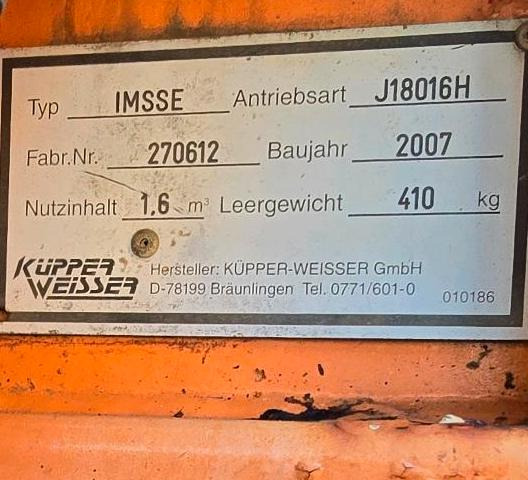 Küpper-Weisser IMS Salzstreuer 1,6m3 für Multicar Tremo Ladog Sprinter Pritsche Schmidt Salzsilo Winterdienst - Esparcidor de sal: foto 3 Küpper-Weisser IMS Salzstreuer 1,6m3 für Multicar Tremo Ladog Sprinter Pritsche Schmidt Salzsilo Winterdienst - Esparcidor de sal: foto 3