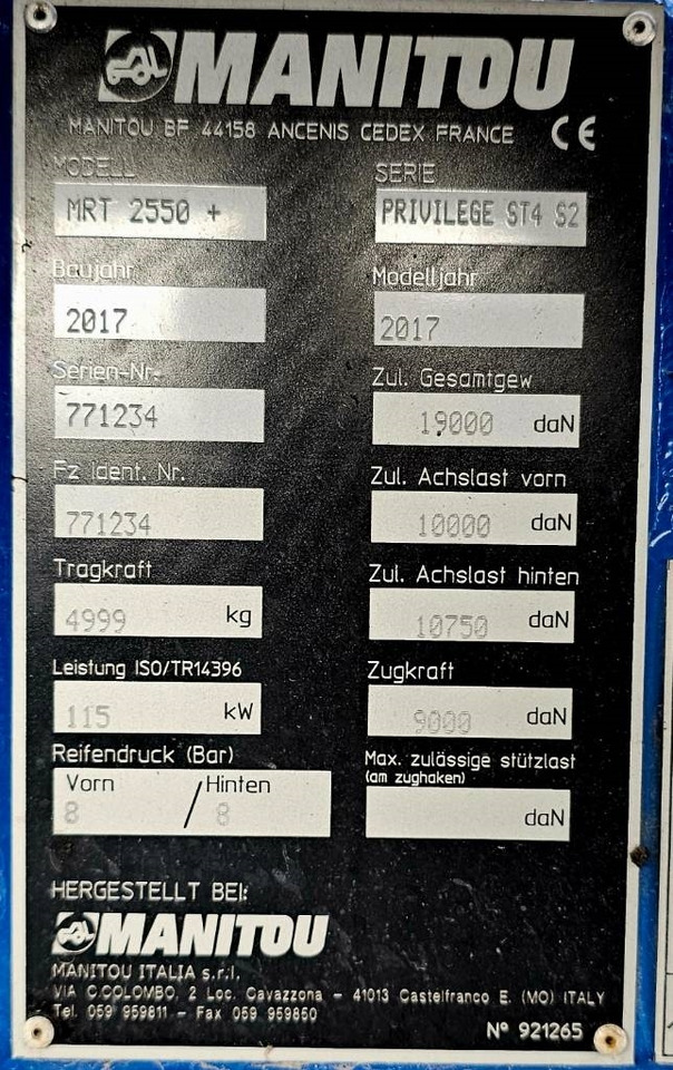 Manipulador telescópico Manitou MRT 2550 PRIVILEGE Plus: foto 21