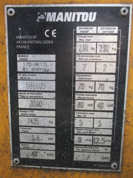 Plataforma articulada Manitou 170AETJ: foto 9