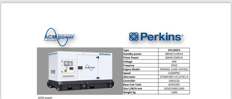 Perkins SP110GFS - Generador industriale: foto 2 Perkins SP110GFS - Generador industriale: foto 2