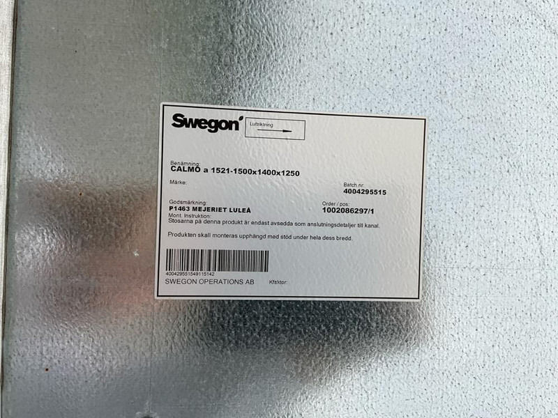 Swegon CALAMO A - Banda transportadora: foto 5 Swegon CALAMO A - Banda transportadora: foto 5