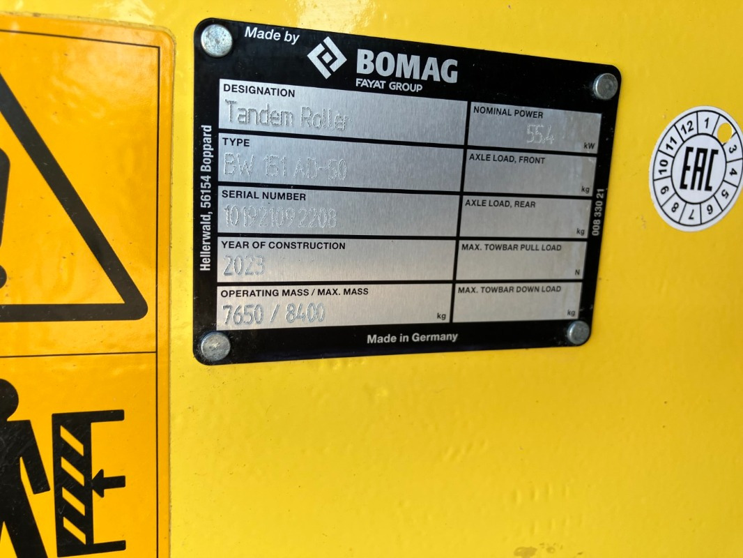 BOMAG DE BW 151 AD-50 Stage IIIa/TIER3 - Apisonadora de asfalto: foto 2 BOMAG DE BW 151 AD-50 Stage IIIa/TIER3 - Apisonadora de asfalto: foto 2