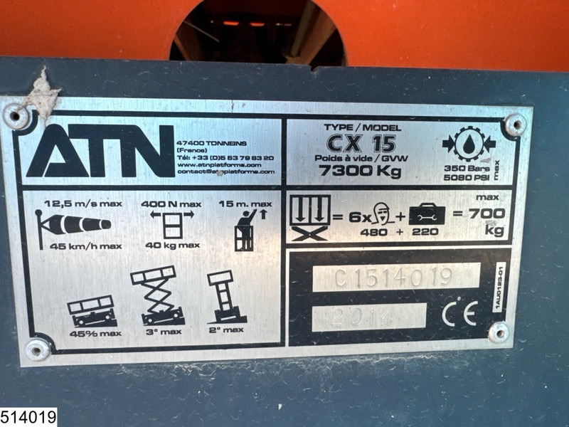 ATN CX15 4x4, H15 mtr, Max 700kg - Plataforma elevadora: foto 5 ATN CX15 4x4, H15 mtr, Max 700kg - Plataforma elevadora: foto 5