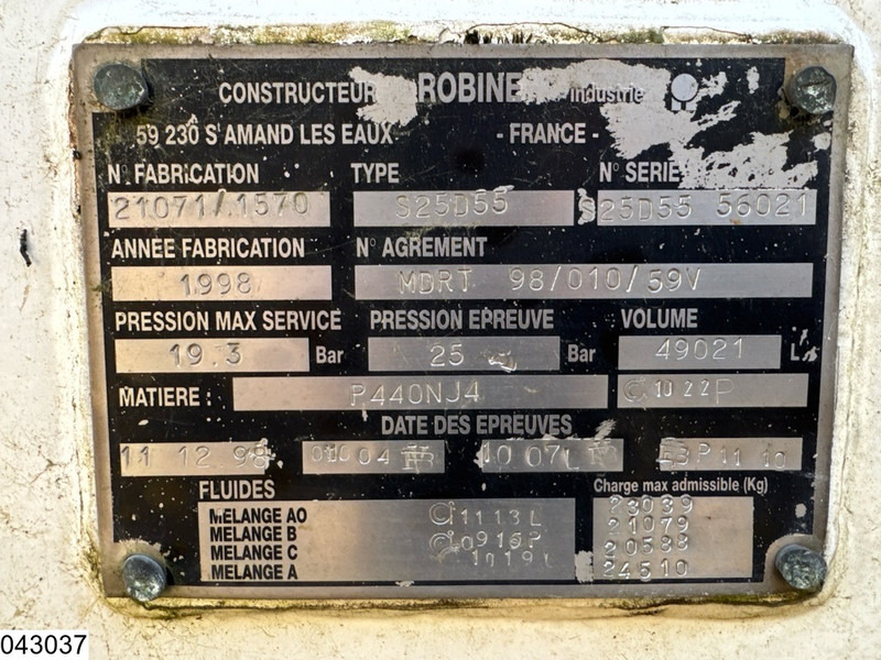 Semirremolque cisterna ROBINE Gas 49.021 Liter, LPG GPL Butane gas, 1 Comp: foto 9 Semirremolque cisterna ROBINE Gas 49.021 Liter, LPG GPL Butane gas, 1 Comp: foto 9