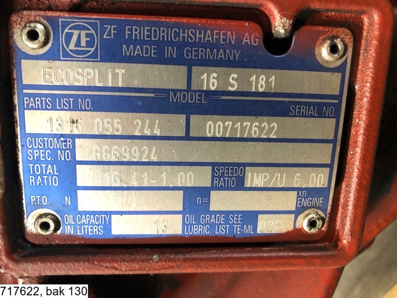 ZF ECOSPLIT 16 S 181, Manual - Caja de cambios: foto 2 ZF ECOSPLIT 16 S 181, Manual - Caja de cambios: foto 2