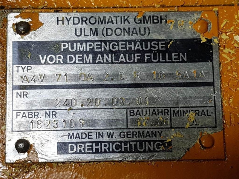 Ahlmann AZ9/AS7CS-Hydromatik A4V71DA2.0R1G5A1A-Drive pump - Hidráulica: foto 4 Ahlmann AZ9/AS7CS-Hydromatik A4V71DA2.0R1G5A1A-Drive pump - Hidráulica: foto 4