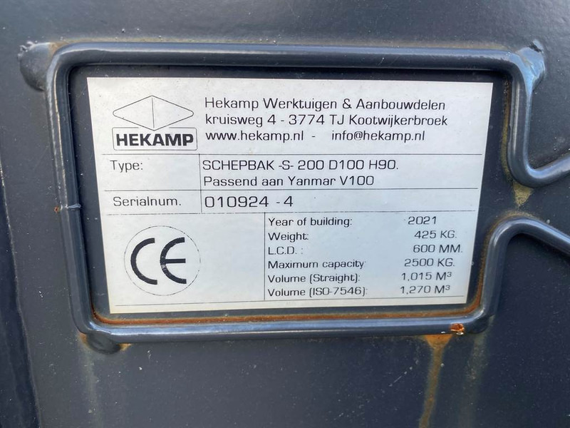 Terex Schaeff Ø50MM-Hekamp SCHEPBAK-S-200 D100 H90-Bucket - Cazo para Maquinaria de construcción: foto 2 Terex Schaeff Ø50MM-Hekamp SCHEPBAK-S-200 D100 H90-Bucket - Cazo para Maquinaria de construcción: foto 2