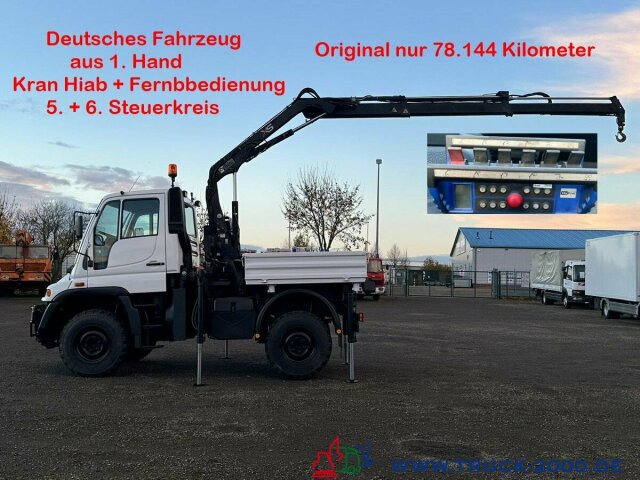 Unimog U 300 4x4 mit Kran Nur 78.144 KM zGG.7.490Kg. - Furgoneta caja abierta: foto 1 Unimog U 300 4x4 mit Kran Nur 78.144 KM zGG.7.490Kg. - Furgoneta caja abierta: foto 1
