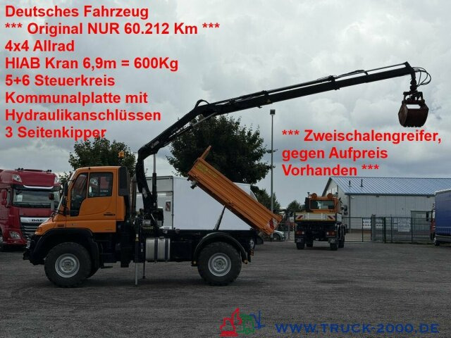 Unimog Unimog U300 4x4 Hiab Kran mit original 60.212 Km - Camión volquete, Camión grúa: foto 1 Unimog Unimog U300 4x4 Hiab Kran mit original 60.212 Km - Camión volquete, Camión grúa: foto 1