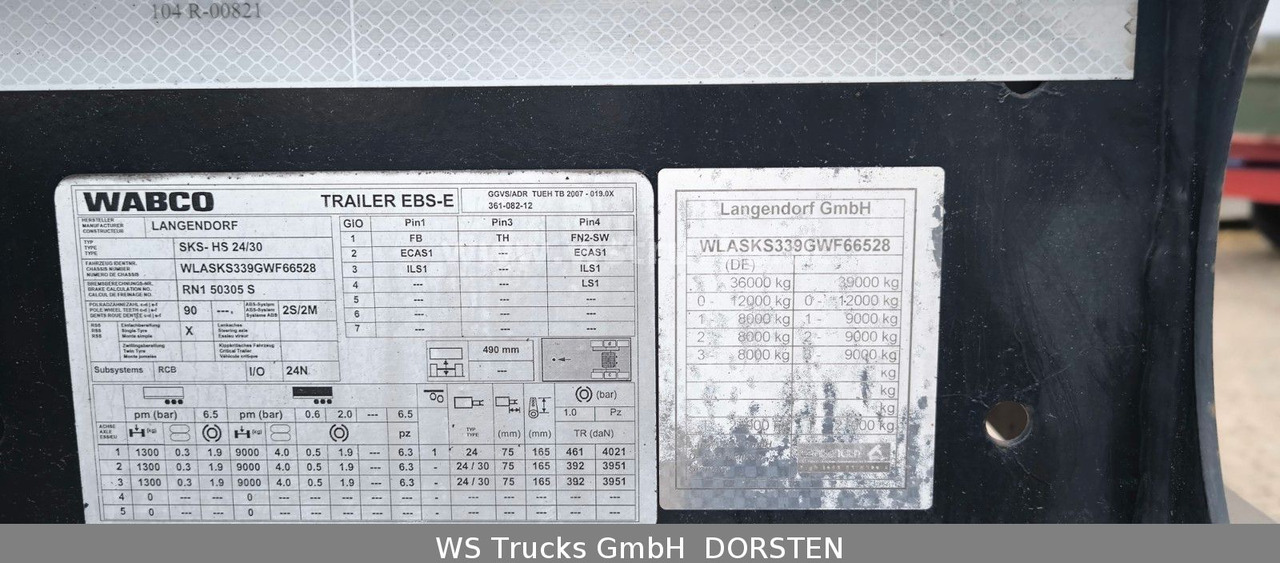 Semirremolque volquete Langendorf SKS-HS 24/30, Stahl, 24m³  , BPW Trommelbremsen: foto 19