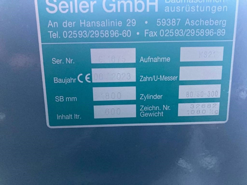 Implemento para Maquinaria de construcción Seiler (99002400) 1.80 m GLV / ditch cleaning bucket MS 2: foto 10