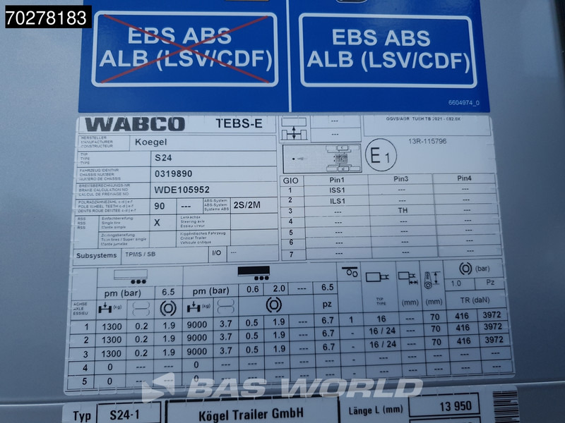 Semirremolque lona nuevo Kögel S24-1 MEGA Hefdak Schuifdak Liftas: foto 20