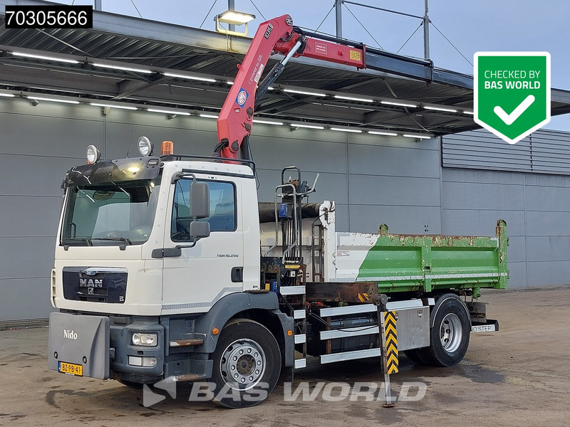 MAN TGM 18.290 4X2 HMF1035-K2 Crane Kran 6m3 3-side tipper Automatic Euro 5 - Camión volquete, Camión grúa: foto 1 MAN TGM 18.290 4X2 HMF1035-K2 Crane Kran 6m3 3-side tipper Automatic Euro 5 - Camión volquete, Camión grúa: foto 1