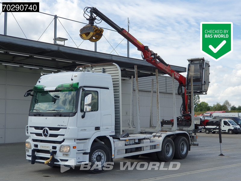 Mercedes-Benz Actros 3346 6X4 Original KM's! FTG V10CX.81 Kran Crane Holztransport Big-Axle Steelsuspension - Camión forestal, Camión grúa: foto 1 Mercedes-Benz Actros 3346 6X4 Original KM's! FTG V10CX.81 Kran Crane Holztransport Big-Axle Steelsuspension - Camión forestal, Camión grúa: foto 1